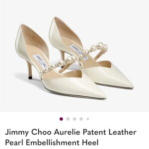 Jimmy Choo Aurelie Patent Leather Pearl Embellishment Heel